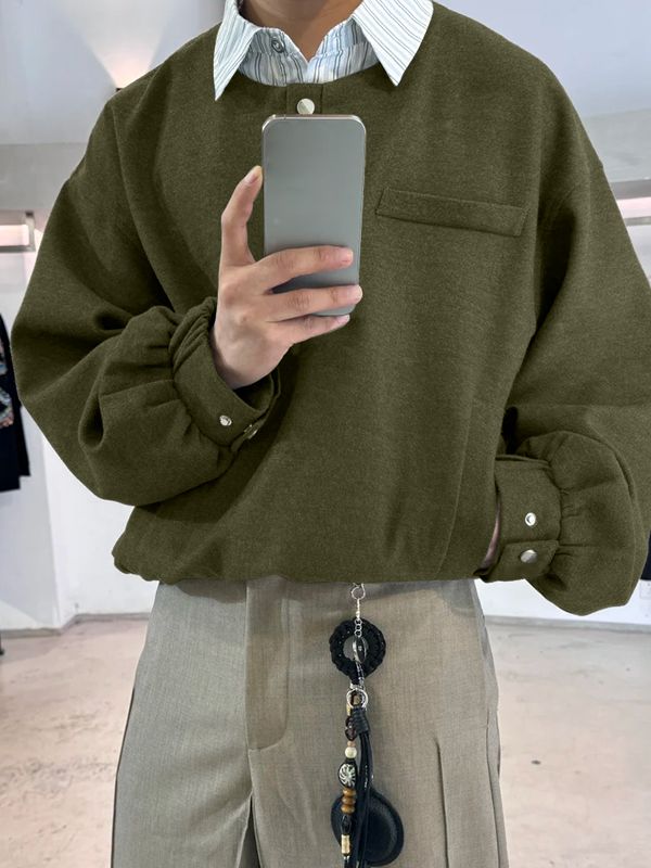 Men's Faux Two Piece Long Sleeve Shirt SKUL37698