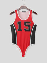 Men's Colorblock Number Print Bodysuit SKUL21173