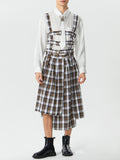 Mens Plaid Pleated Buckle Design Overall Skirt SKUK33424