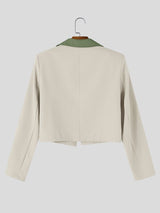 Men's Korean Minimalist City Casual Contrast Lapel Flap Pocket Cropped Jacket SKUL85232