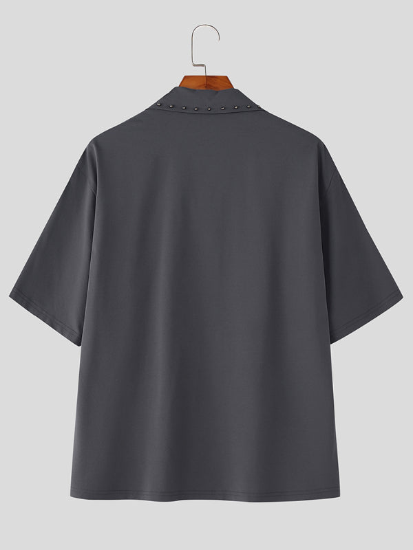 Men's Solid Color Lapel Casual Shirt SKUL23767