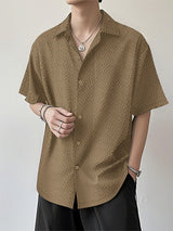 Mens Solid Color Textured Short Sleeve Shirt SKUL18000