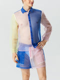 Mens Colorblock Patchwork Mesh Two Pieces Outfits SKUK15906