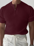 Mens Solid Half Zip Knit T-Shirt SKUK49676
