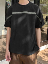 Mens Solid Color Zipper Short Sleeve T-Shirt SKUL17861