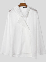 Men's Deconstructed Solid Color Textured Long Sleeve Shirt SKUL36653