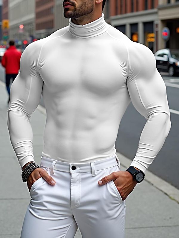 Men's Solid Color Sheer Long Sleeve T-Shirt SKUL39012