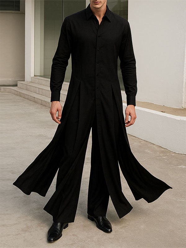 Men's Solid Multi-Panel Split Long Sleeve Shirt SKUL25820