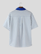 Mens Striped Loose Fit Short Sleeve Shirt SKUL16890