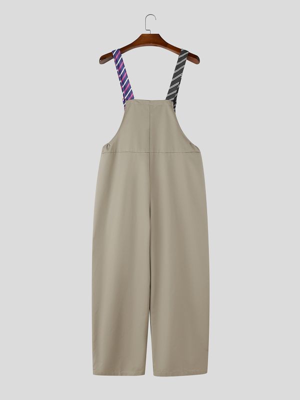 [Fabric Upgrade] Men's Avant-Garde High Waist Necktie Suspender Strap Baggy Wide Leg Overall SKUL68644