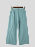 Mens Solid Pleated Casual Wide Leg Pants SKUK39328