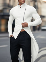 Men's Solid Color Zip Knit Stand Collar Cardigan SKUL47928