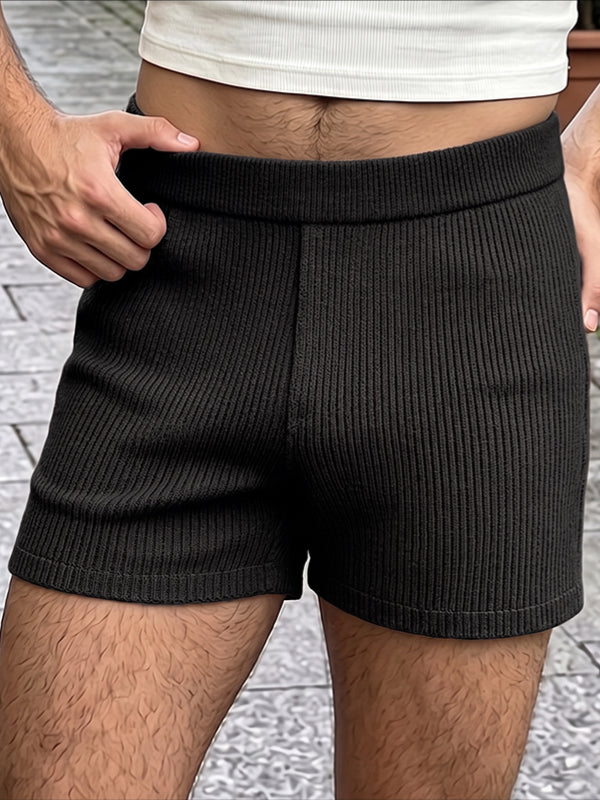 Men's High Street Urban Casual Textured Elastic Waist Short SKUL81050