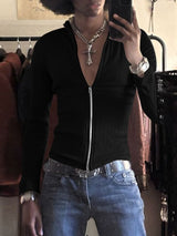 Men's Minimalist Rib Knit Long Sleeve Cardigan SKUL46574