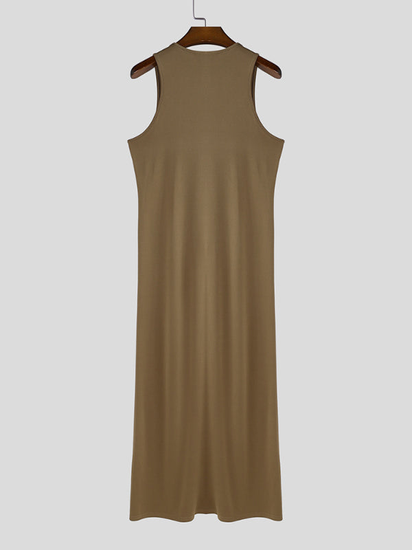 Men's Cut Knit Long Hem Sleeveless Cardigan SKUL23460