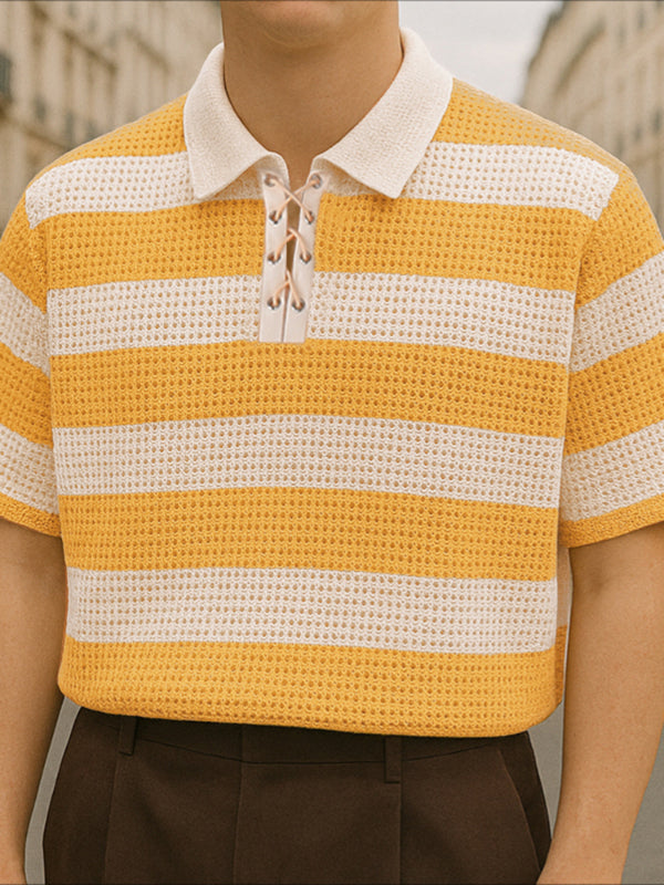 Men's Striped Texture Short Sleeve T-Shirt SKUL20887