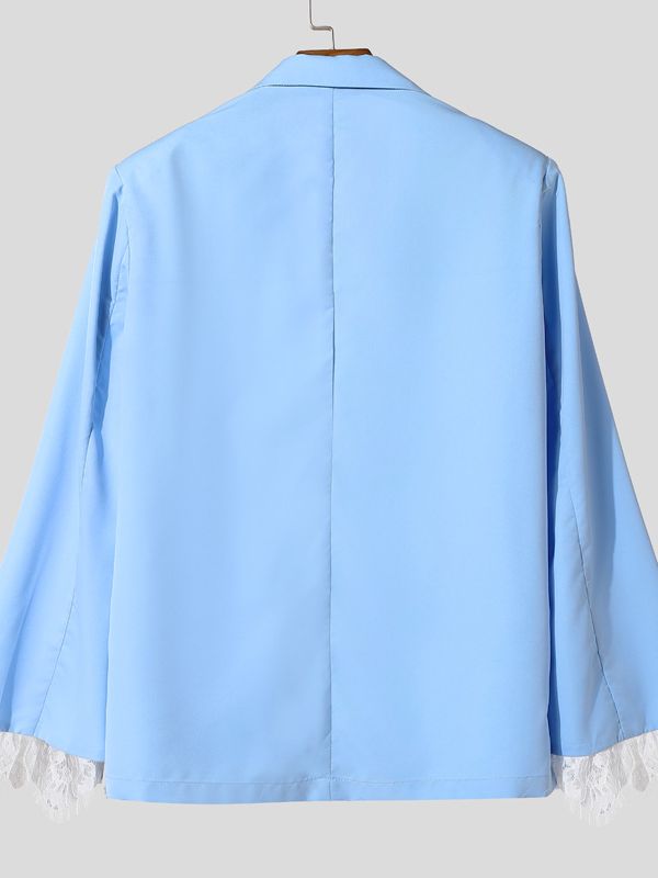 Men's Sheer Lace Patchwork Casual Blazer SKUL40304