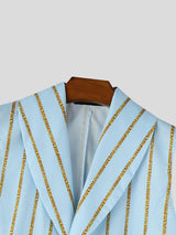 Men's Luxury Vertical Stripe Cropped Two Pieces Outfit SKUL61696