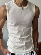 Men's Striped Textured Crew Neck Tank SKUL22475