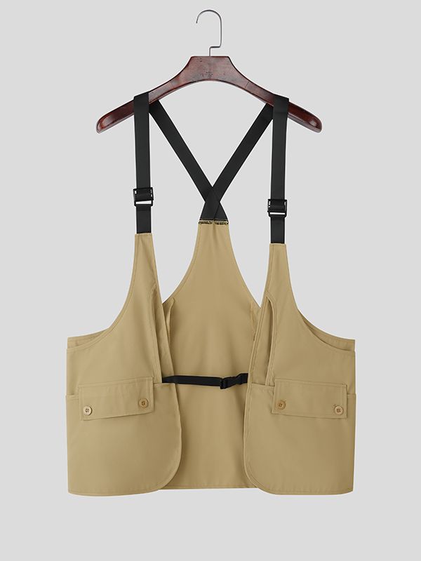 Men's Functional Style Large Pocket Sleeveless Outer Waistcoat SKUL37762