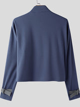 Men's Contrast Color Cropped Long Sleeve Jacket SKUL47891