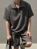 Mens Solid Texture Casual Two Pieces Outfits SKUK09312