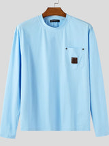 Men's Solid Color Pocket Long Sleeve T-Shirt SKUL40090