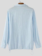 Men's Solid Color Small V Neck Long Sleeve Shirt SKUL35254