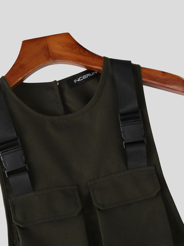 Men's Avant-Garde Deconstructed Tactical Harness Chest Rig Utility Waistcoat SKUL63094