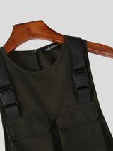 Men's Avant-Garde Deconstructed Tactical Harness Chest Rig Utility Waistcoat SKUL63094