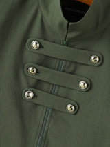 Men's Avant-Garde Retro Runway High-Low Swallowtail Hem Metal Buckle Zip Up Long Sleeve Stand Collar Blazer SKUL79735