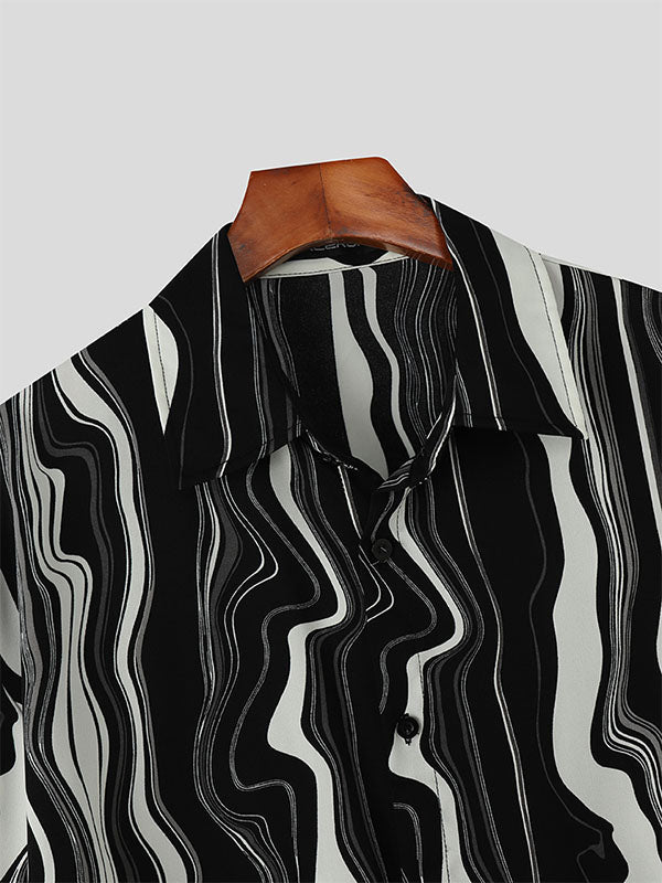 Mens Wavy Striped Short Sleeve Shirt SKUL22415