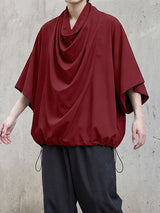 Men's Solid Color Stacked Collar 3/4 Length Sleeve Shirt SKUL51891