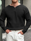 Mens Solid Quarter Zip Knit Pullover Sweater SKUK39560