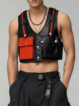 Men's Deconstructed Color Block Patchwork Waistcoat SKUL40298