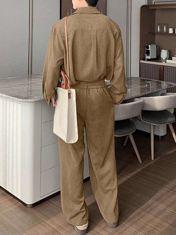 Men's Solid Texture Casual Two Pieces Outfit SKUL30432