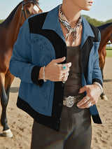 Men's Contrast Embroidered Casual Long Sleeve Jacket SKUL25793