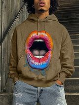 Mens Lips Print Long-Sleeve Hoodie SKUK84531