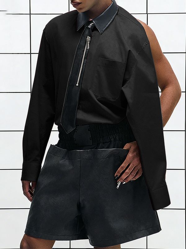 Men's Deconstructed Open Back Long Sleeve Shirt SKUL50531