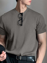 Mens Rib Knitted Crew Neck T-Shirt SKUJ35731