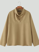 Men's Solid Color Stand Collar Long Sleeve Shirt SKUL51942