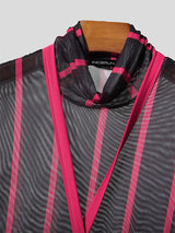 Men's Striped Patchwork Sheer Long Sleeve T-Shirt SKUL23956