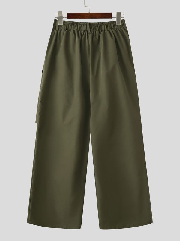 Men's Asymmetrical Wrap Waist Wide Leg Utility Techwear Cargo Pant SKUL60024