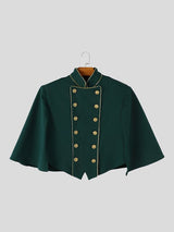 Men's Royal Vintage Stage Performance Double-Breasted Gold Piping Slit Cape Jacket SKUL81173