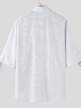 Men's Bow Tie Striped Half Sleeve Shirt SKUL39909