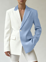 Men's Back Hollow Color Block Casual Long Sleeve Blazer SKUL39014