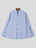 Mens Solid Button Design Split Sleeve Shirt SKUK43272