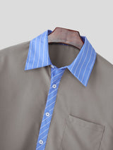 Men's Striped Color Block Half Sleeve Shirt SKUL57347