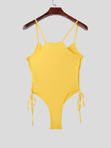 Men's Solid Color Lace Up Bodysuit SKUL45412