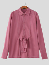 Men's Colorblock Piped Split Long Sleeve Shirt SKUL32778